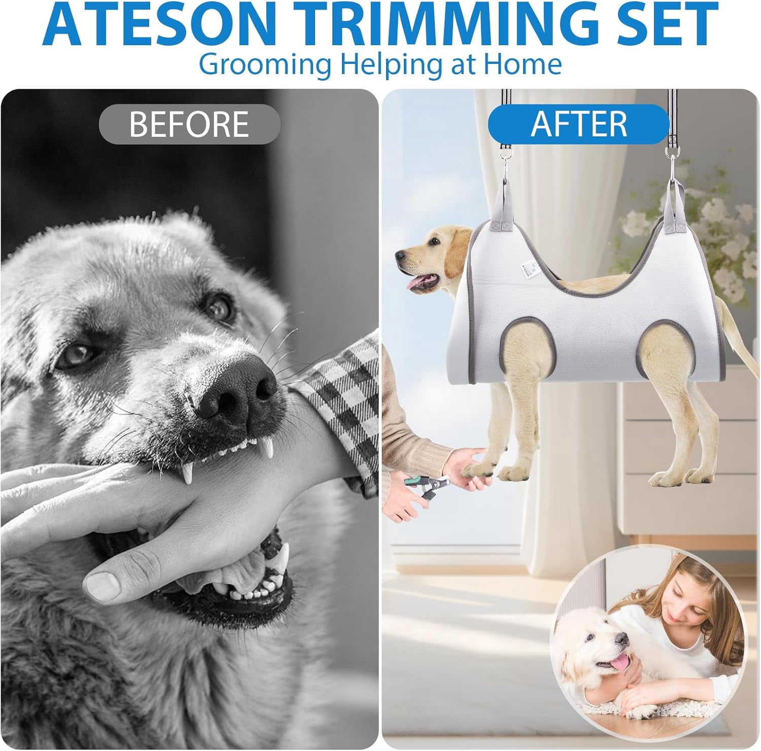 Pet Grooming Hammock Harness Helper Set,Dog Grooming Hammock with Nail Trimmers Grooming Harness Kit for Dogs & Cat（XXL）