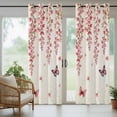 thumbnail image 3 of 1 Panel Outdoor Curtains for Patio Waterproof 54"x108" Butterfly Flower Weatherproof Privacy Outsides Curtains, Farmhouse Vintage Country Pink Floral Grommet Thermal Drapes for Cabana Porch Pergola, 3 of 8
