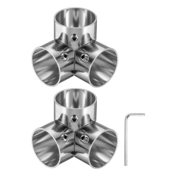 Uxcell 2Pcs Elbow Corner Cross Structural Pipe Connectors 1" Fit Pipe Dia 3 Way for DIY Shelf Garden Support