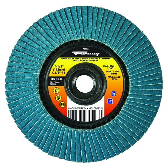 Disco de solapa Forney 71923, doble cara, 40/80 granos, 4.5 pulgadas
