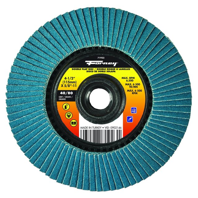 Disco de solapa Forney 71923, doble cara, 40/80 granos, 4.5 pulgadas