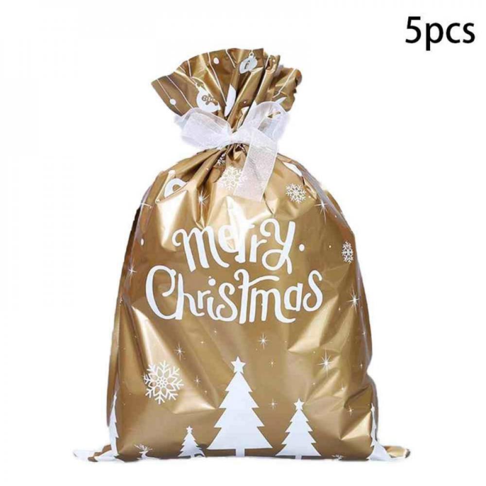 Popvcly Christmas Gift Bags 5pcs Large Capacity Classic Elements for