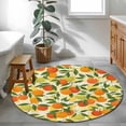 thumbnail image 3 of Green Orange Round Area Rug 3Ft Washable Small Circle Rugs for Kitchen Entryway, Summer Botanical Leaves Watercolor Checkered Non-Slip Carpet Floor Mats Indoor Outdoor Carpet Runner Home Decor, 3 of 8