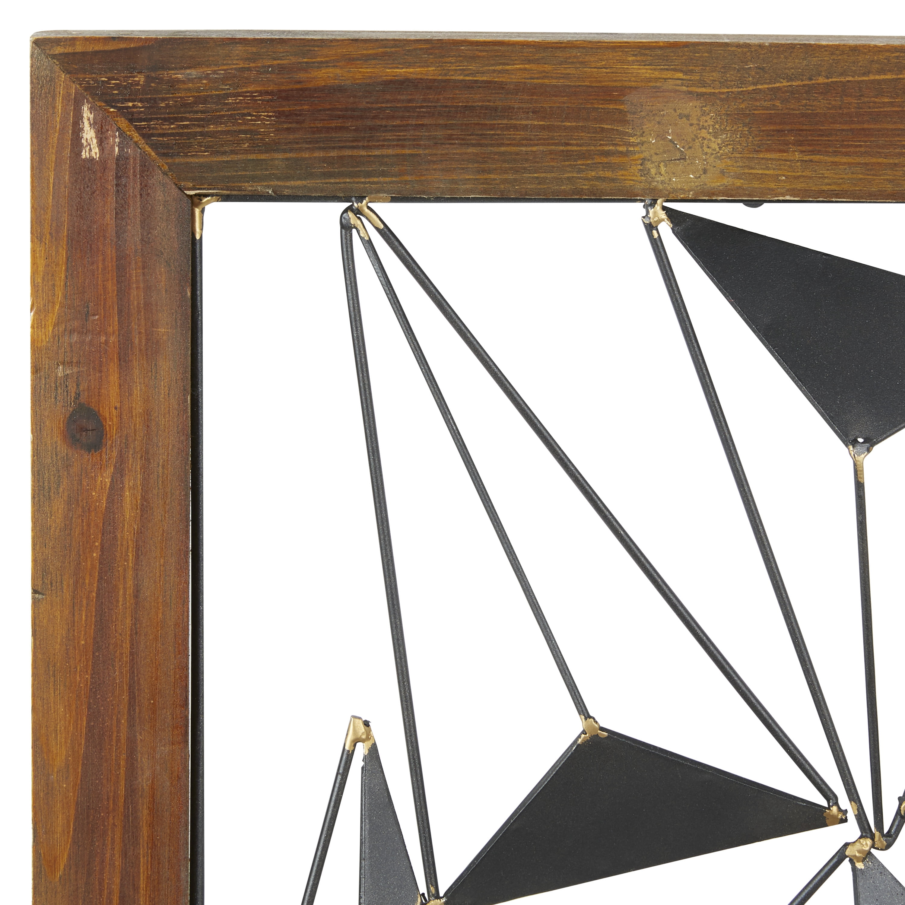DecMode Black Metal Geometric Wall Decor with Wood Frame (2 Count)