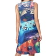 thumbnail image 2 of Gamepad Controller Colorful Spring Summer Dresses for Women Fashion T-shirt Dress Casual Sleeveless Loose Sundress with Pockets, 2 of 5