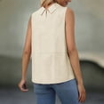 thumbnail image 6 of CAIXIA Sleeveless Button Down Shirts for Women Business Collared Shirt Work Blouses Button Up Office Clothes Professional Tank Top,Beige, 6 of 8