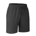 thumbnail image 5 of Men's 2 Pieces Casual Beach Outfits Short Sleeve Button Down Shirt and Shorts Set Lapel Collar Drawstring Textured Outfits Summer Beach Vacation Comfortable Athletic Shirts and Pants Set,Black 2XL, 5 of 6