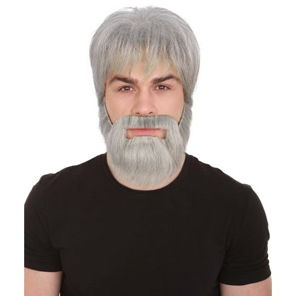 HPO Adult Men's 10" Short Length Halloween Cosplay John Thorton Costume Wig, Synthetic Soft Fiber Hair with Long Beard Included