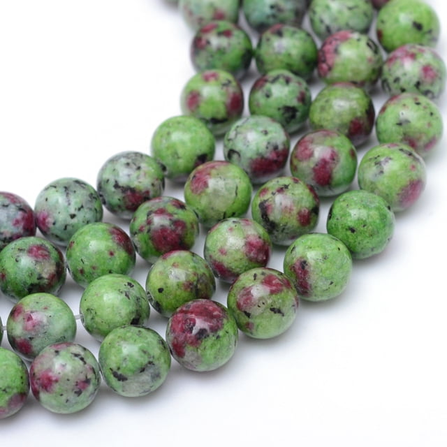 Round Dyed Natural Gemstone Bead Strands Imitation Ruby in Zoisite Beads Strands 10~11mm Hole: 1mm about 39pcs/strand 15.7 inch