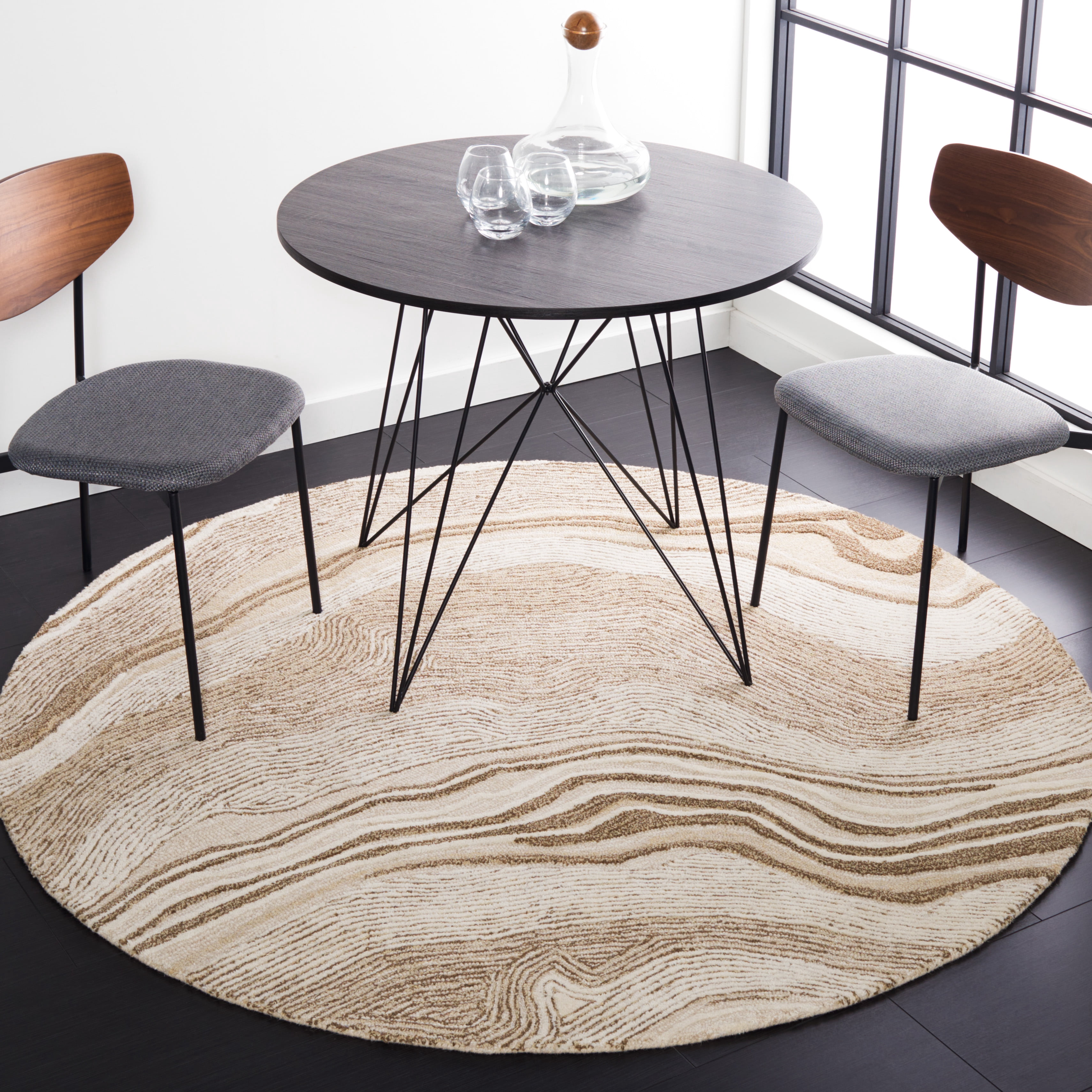 SAFAVIEH Fifth Avenue Deangelo Abstract Area Rug, Beige/Ivory, 8' x 8' Round