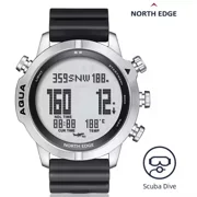 NORTH EDGE Computer 47mm Digital Diving & Outdoor Sport Wristwatch, Stainless Steel, White Face