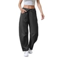 thumbnail image 4 of GILIGEGE Women's Barrel Leg Sweatpant Drawstring Elastic Waisted Wide Leg Pants Casual Cotton Palazzo Baggy Gym Trousers Drawstring Sweat Pants with Pockets Casual Loose Sweat Pants Lounge Pant, 4 of 8