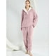thumbnail image 2 of Conjunto de pijama Gihuo para mujer, de forro polar, color rosa esponjoso, 2 of 8