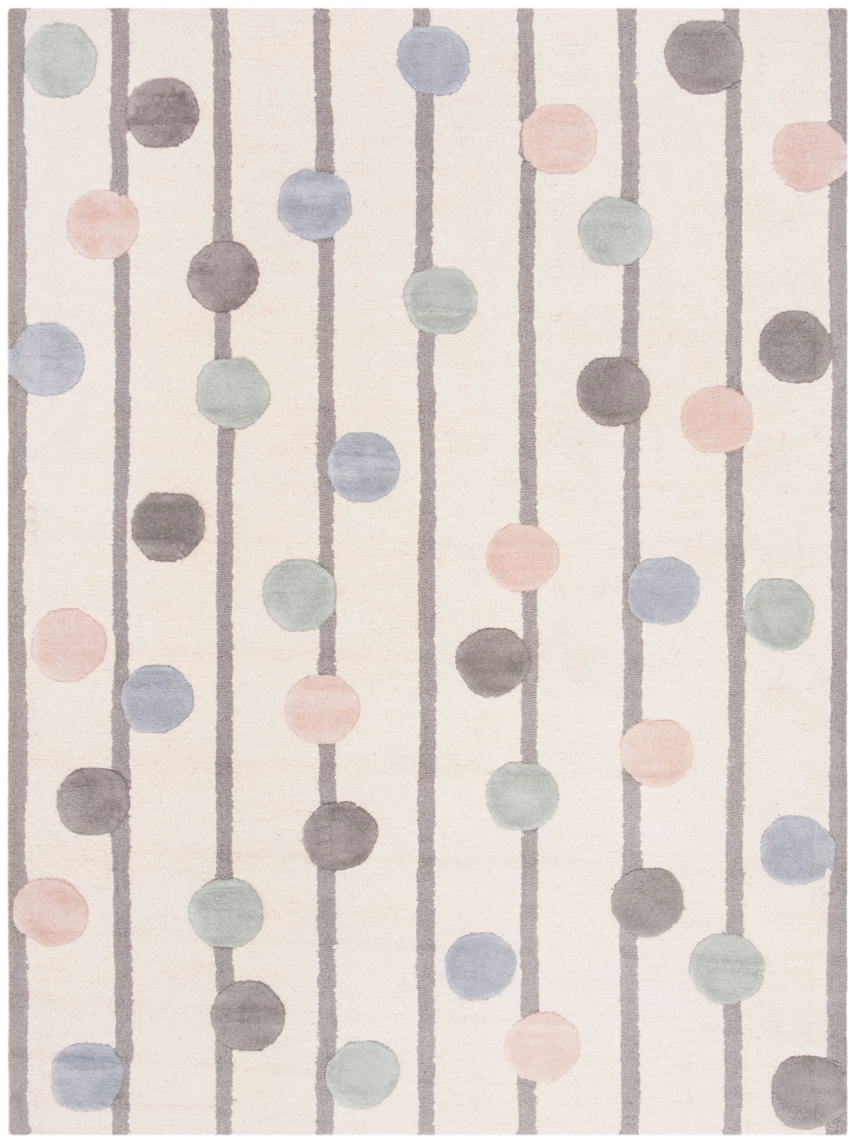 Safavieh  Handmade Kids Ganka Dotted Stripe Wool Rug 5'  x  5' 5' x 8',5' Square Indoor,Handmade Kids Room,Bedroom,Dining Room Square