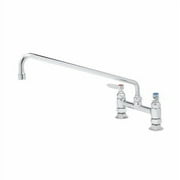 T&S Brass - Double Pantry Faucet, Deck Mount, 8'' Centers, 18'' Swing Nozzle (065X), Lever Handles