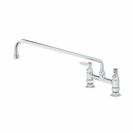 T&S Brass - Double Pantry Faucet, Deck Mount, 8'' Centers, 18'' Swing Nozzle (065X), Lever Handles
