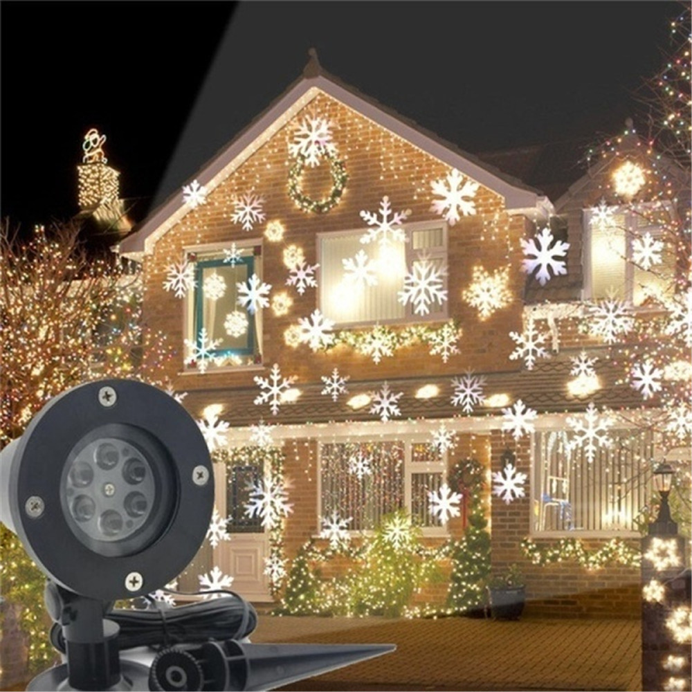 LED Christmas Projector Lights Outdoor Rotating Snowflake Christmas