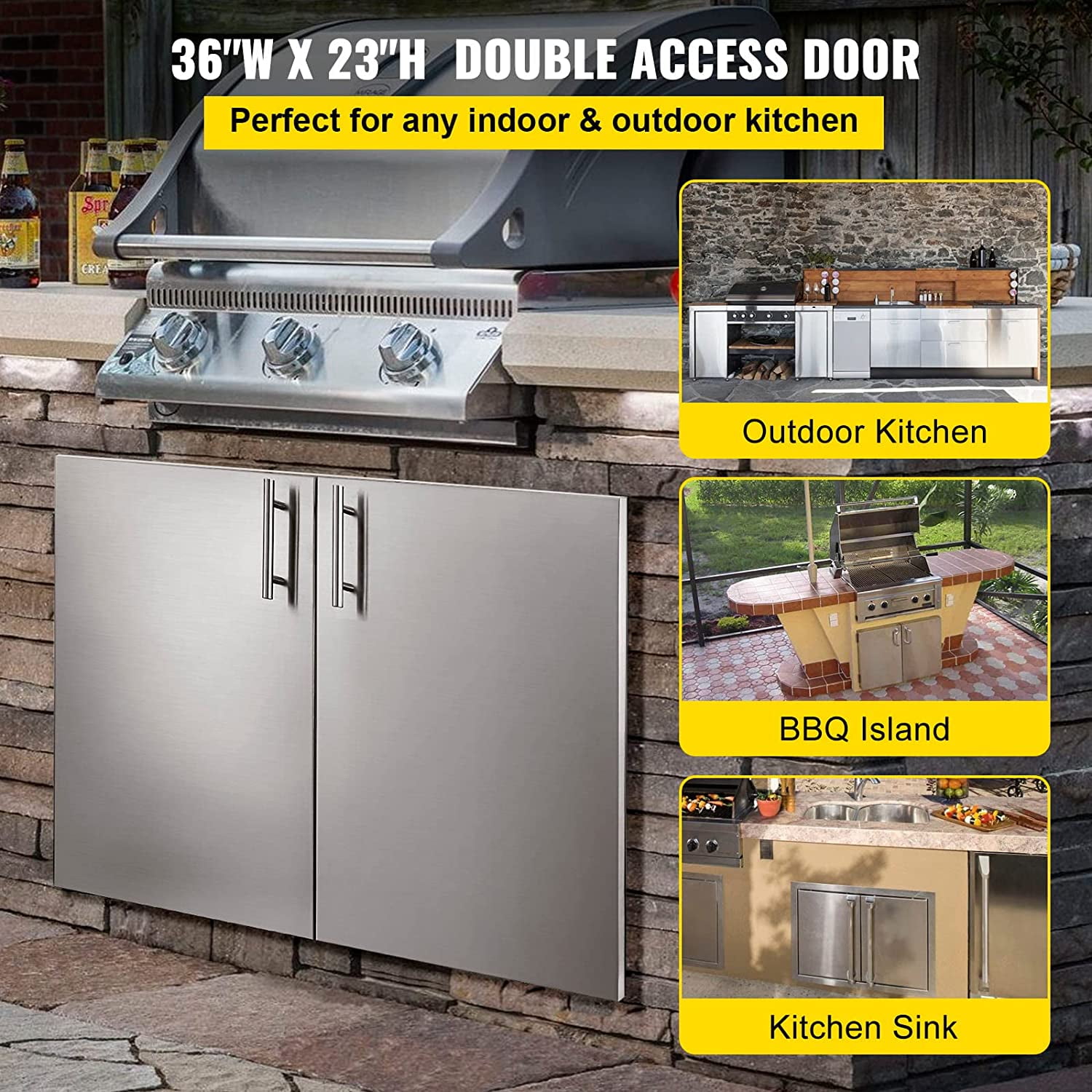 Details about   14" 21" 24" 31" Outdoor Stainless Steel 304 Cabinet Kitchen Door BBQ Island US 
