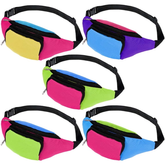 Fanny Pack with 2 Zipper Pockets, 5Pcs Crossbody Waist Bag Shoulder Bag for Traveling, Running, Sports, Casual Use
