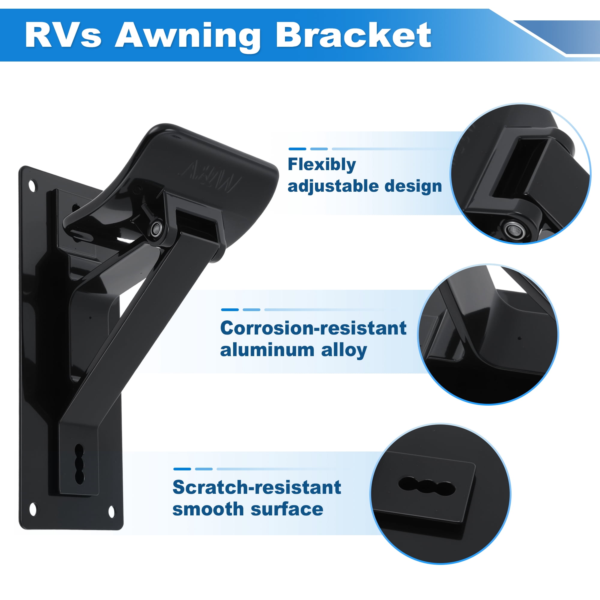 Unique Bargains RV Awning Support Roller Cradle Center Bracket Black