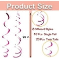 thumbnail image 2 of 30 pcs Hot Pink Hanging Swirls Decorations Swirl Party Decorations Plastic Party Streamer for Ceiling, 26", 2 of 10