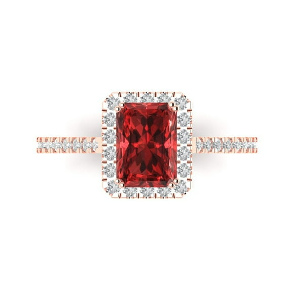 Clara Pucci 14K Rose Gold 1.86ct Garnet Solitaire with Accents Ring