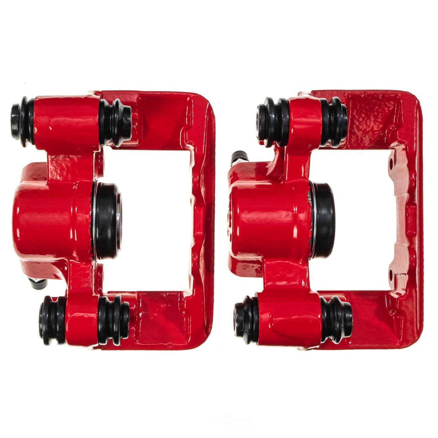 PowerStop S2970 Powder Coated Brake Caliper Pair - Rear Red