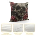 thumbnail image 4 of Chilfamy Throw Pillow Cover Skull and Flowers Pillow Covers White/Pink Pillowcovers Soft Double Side Print Sofa Square Throw Pillowcover  for Living Room Bedroom Car Decor White, 4 of 5