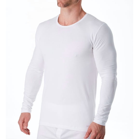 Men's Calida 15890 Cotton Code Long Sleeve Shirt (White 2XL)