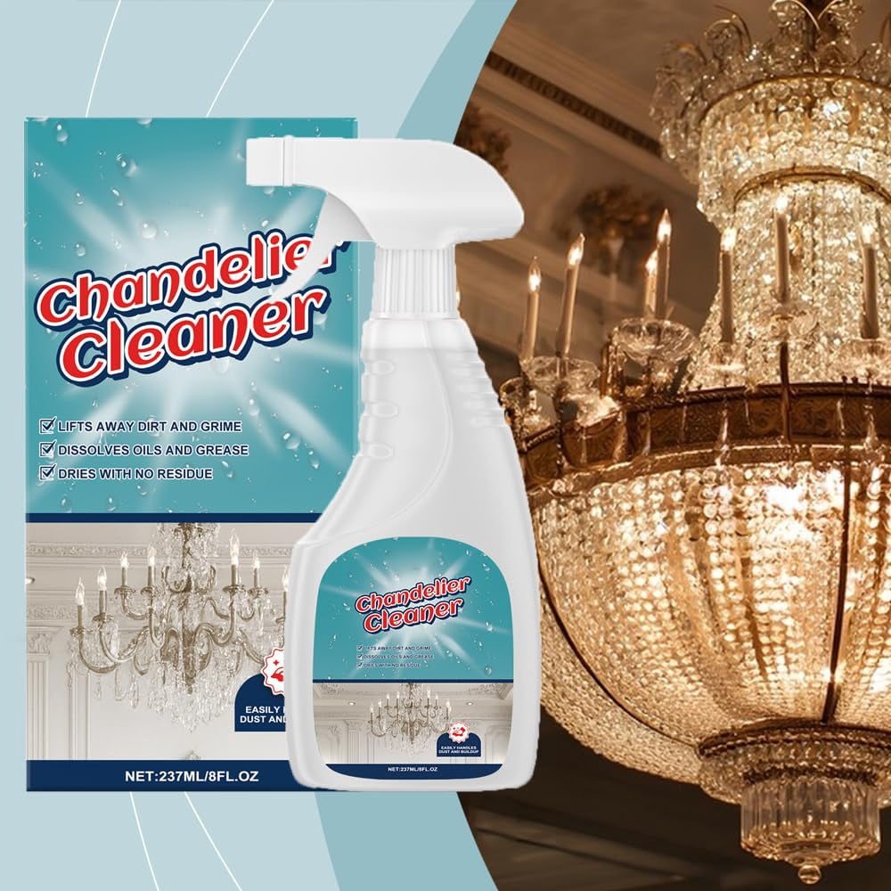 Borikise Chandelier Cleaning & Care Spray, Easy Spray Care Solution for Glass Chandeliers, Restores Shine & Clarity for Ceiling Lights & Fixtures