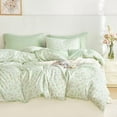thumbnail image 6 of - Floral Comforter Set, Coquette Cottagecore Aesthetic Flower Shabby Chic Pattern for Women Teen Girls, Soft Lightweight Bedding, 3 Pieces, Green Pink, Full Size, 6 of 7