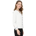 thumbnail image 5 of MODA NOVA Juniors V Neck Long Sleeves Button Down Contrast Color Chiffon Shirt, 5 of 7