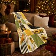 thumbnail image 3 of Autumn Sunflower Pumpkin Patchwork, Festive Holiday Scene, Warm Flannel Blanket for Ranch House and Living Room, Art Lovers Thanksgiving Gift, Festive Home Decor, 3 of 9