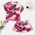 thumbnail image 4 of Space Astronaut Pajama Set for Women 2 Piece Sleepwear Loungewear Short Sleeve, 4 of 7