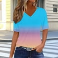 thumbnail image 2 of Annhoo Women'S Summer Clothes Oversized V-Neck Gradient Tops Loose Short Sleeve Blouse Going Out Trendy T-Shirts, 2 of 7