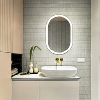 SAFAVIEH Wes 24 Inch Aluminum Led Mirror, Silver/White