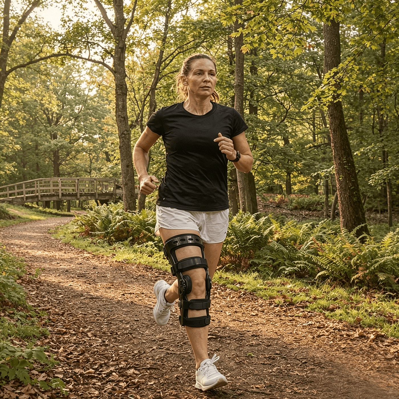 Komzer ACL Knee Brace, Adjustable Hinged Orthopedic Support for Ligament Injuries, Meniscus Tear, Joint Pain (Black, XXL)