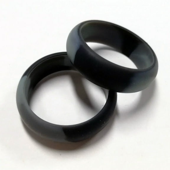 KALLORY 4pcs Silicone Wedding Unisex Camo Grey Black Dark Grey Flexible Comfortable Safe