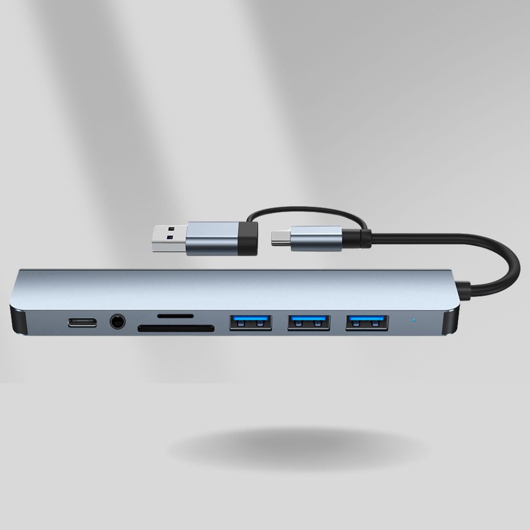 Ethos 8-in-1 USB C Hub New Type-C Adapter Silver