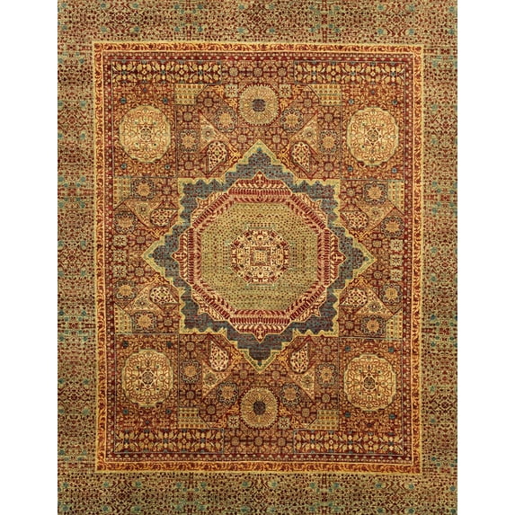 Ahgly Company Indoor Rectangle Abstract Yellow Abstract Area Rugs, 5' x 7'