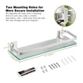 thumbnail image 3 of Sofinny 2 Tier Glass Shelf for Bathroom Wall Mounted, 15.7in Aluminum Floating Shelves with Towel Bar, No Drilling, 8mm Thick Tempered Glass (White), 3 of 6