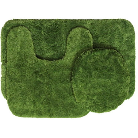 Mainstays Nylon 3 Piece Bath Rug Set, Green Stalk