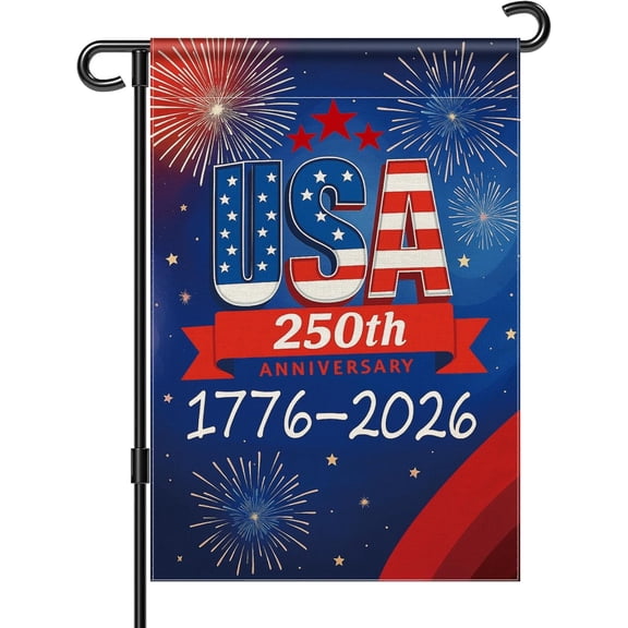 250 Years USA Garden Flag, 250 Anniversary USA Flag with Fireworks ...