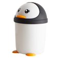 thumbnail image 2 of Cute Penguin Swing Lid Trash Can for Kids Plastic Wastebasket for Bedroom Office Car Kitchen Home Creative for Children Room Desktop Use, 2 of 3