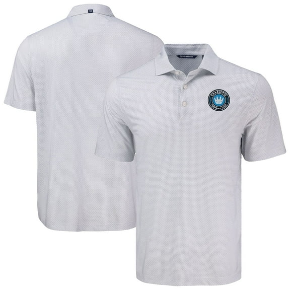 Men's-Cutter & Buck  Gray Charlotte FC Big & Tall Pike Eco Diamond Dot Print Recycled Polo