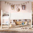 thumbnail image 6 of Bellemave Low Loft Bed Twin Size with Bookshelf, Wood Kids Loft Frame with Ladders & Full-Length Guardrails, Low Profile Bed with Slats for Kids, No Box Spring Needed, Beige, 6 of 9