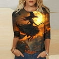 thumbnail image 2 of Sriper Basic Witch Halloween Shirt for Women,Plus Size Elbow Sleeve Tops,Dressy Casual Graphic Tee,Funny Fall Blouse,Thanksgiving Holiday Style,Camisetas Mujer,Seasonal & Stylish Multicolor 3X, 2 of 5