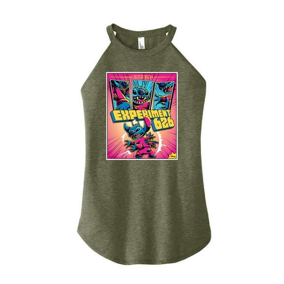 Disney - Lilo & Stitch - Stitch Tri Panel Page - Juniors High Neck Tank Top