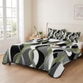 thumbnail image 2 of King Quilt Set 96''x106'', Sage Green Stripe Lightweight Bedspread Coverlet Set with 2 Pillow Shams, Grey White Geometric Modern Abstract Breathable All Season Quilt Bedding for Bedroom/Guest Room, 2 of 9
