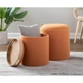 thumbnail image 3 of Lumisource Tray Contemporary Nesting Ottoman Set in Orange Fabric and Natural Wood, 3 of 10